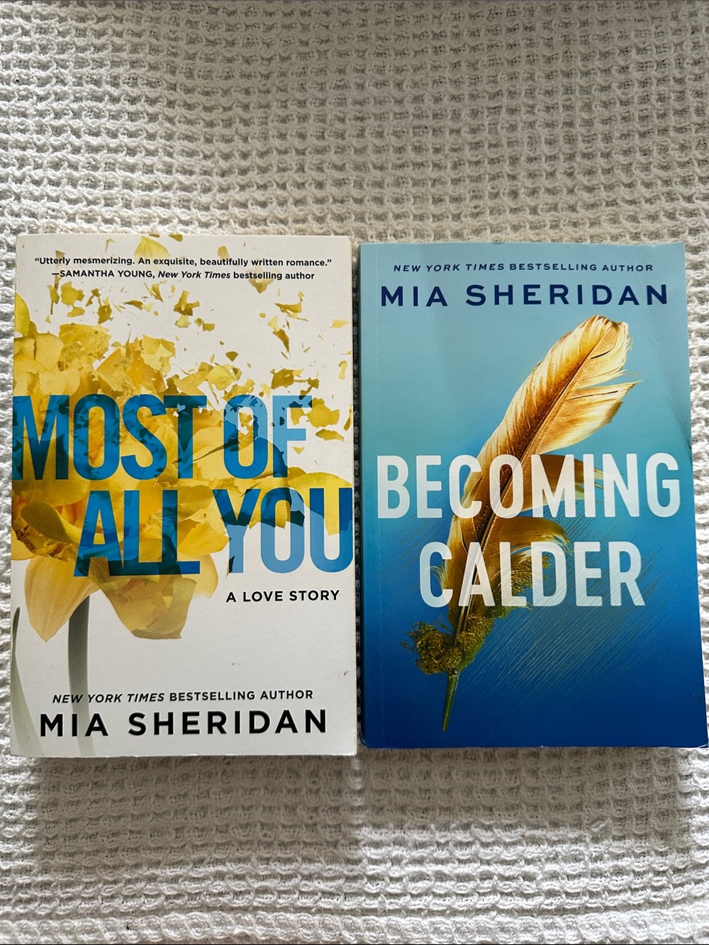 Mia Sheridan Paperback Bundle - Most of All You & Becoming Calder